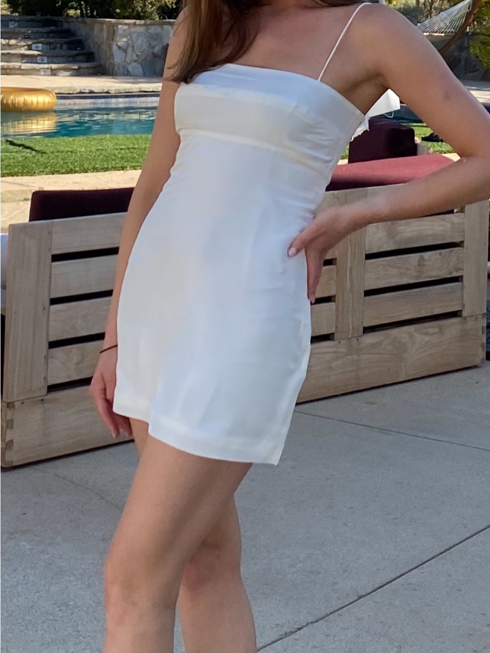 Realisation Par raw silk white mini dress